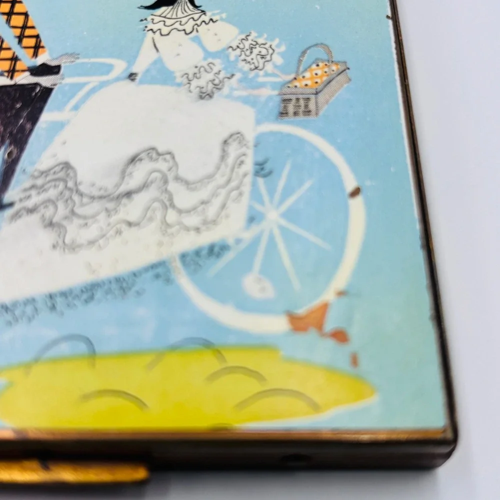 Vintage Fifth Rex Avenue Laura Jean Allen Bicycle Compact Mirror Brass Square